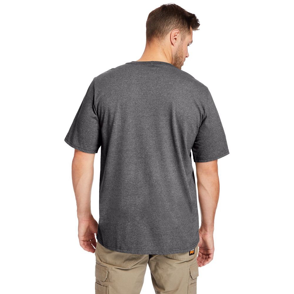 Camisetas Masculino - Timberland Pro® Big & Tall Base Plate Short-Sleeve - WBLEJ7341 - Cinzentas Esc